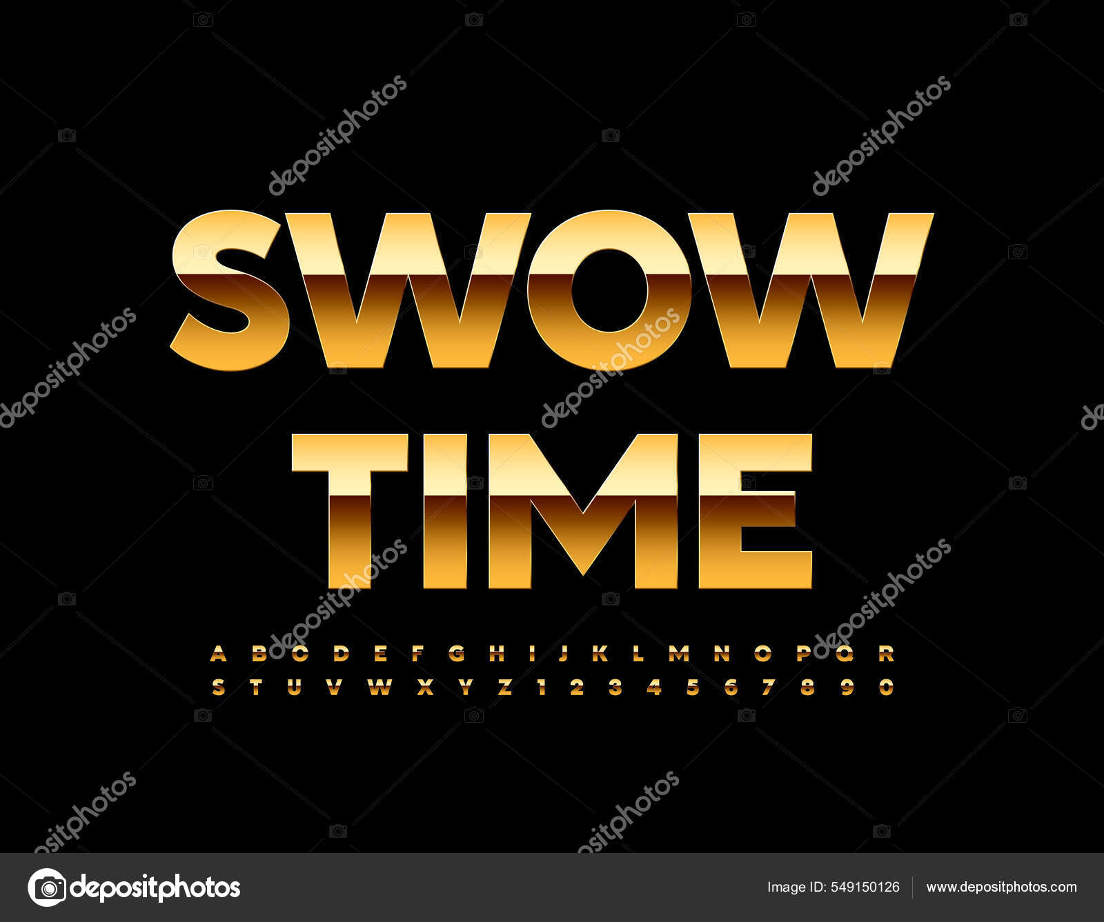 Vector Chic Sign Show Time Golden Font Letras Números Alfabeto