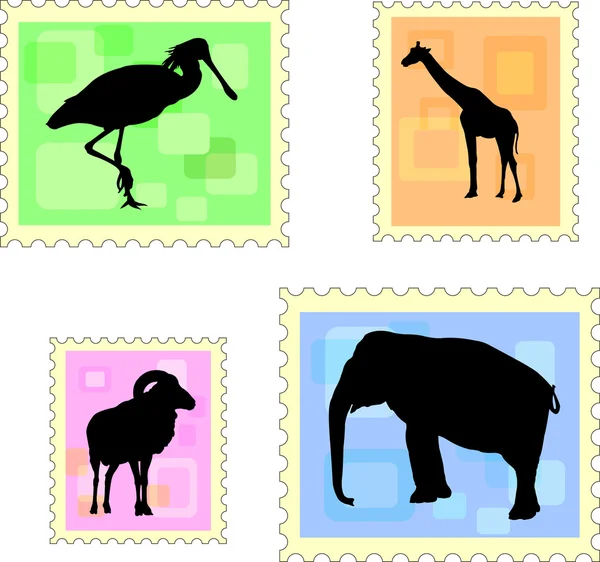 Animal stamps — Stock Vector