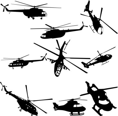 Helicopters collection clipart