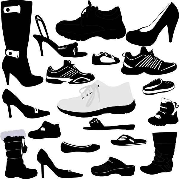 Schoenen silhouetten — Stockvector