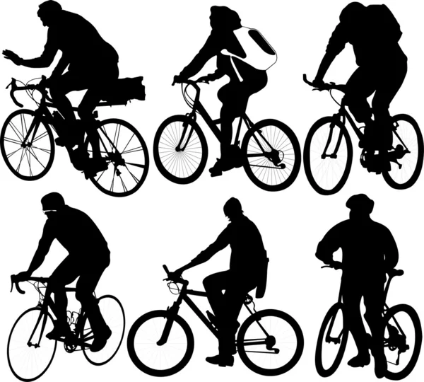 Bicyclists collection — Stock Vector
