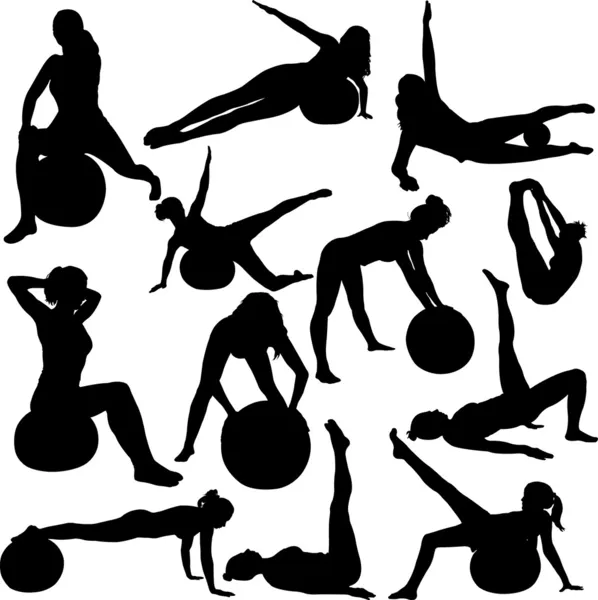 Pilates kvinnor — Stock vektor