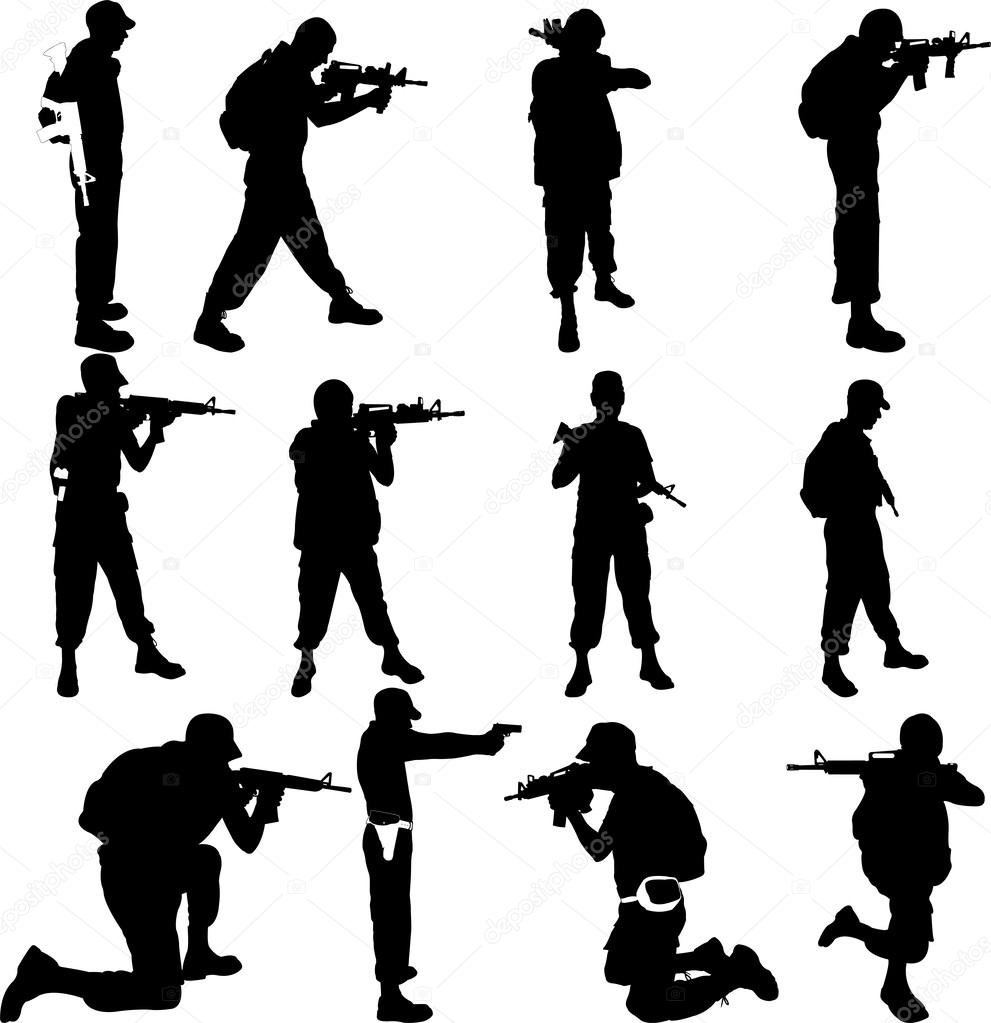 Army soldiers silhouette