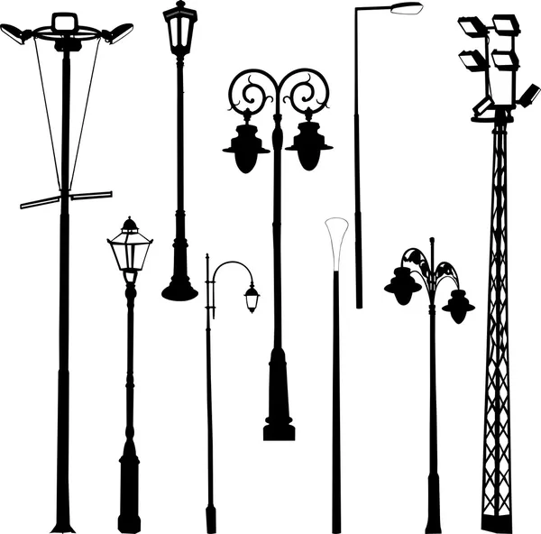 Lampes de rue et de jardin — Image vectorielle