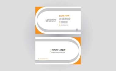 turuncu renkli çift taraflı vektör kartvizit tasarımı her türlü kullanım için