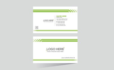 her türlü kullanım için yeşil renkli çift taraflı vektör kartviziti tasarımı