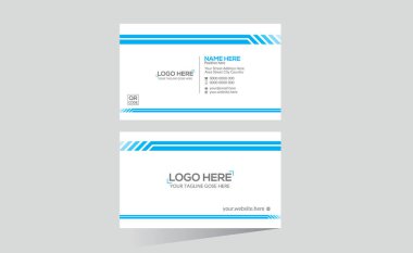 cyan renkli çift taraflı vektör kartvizit tasarımı her türlü kullanım için