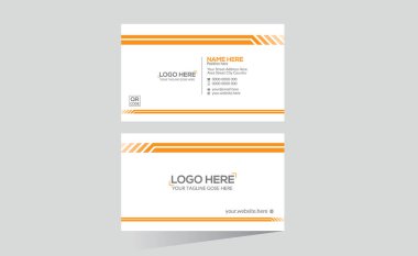 turuncu renkli çift taraflı vektör kartvizit tasarımı her türlü kullanım için