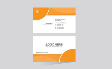 turuncu renkli çift taraflı vektör kartvizit tasarımı her türlü kullanım için