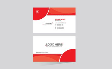 kırmızı renkli çift taraflı vektör kartvizit tasarımı her türlü kullanım için