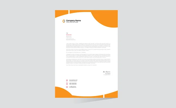 Diseño Membrete Vectorial Elegante Color Naranja Para Cualquier Tipo Uso — Vector de stock