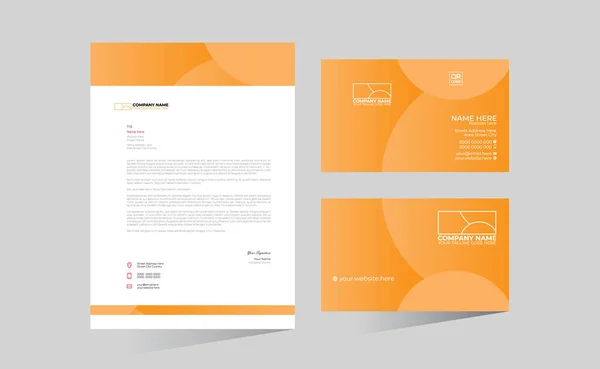 Color Naranja Vector Membrete Diseño Tarjetas Visita Para Cualquier Uso — Vector de stock
