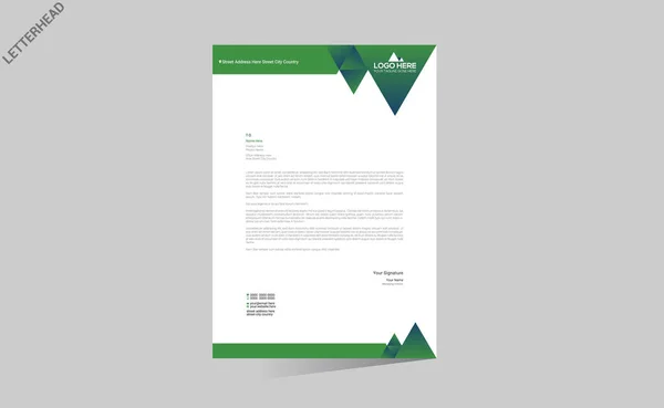 Grön Färgad Vektor Brevpapper Design För Alla Företag Användning — Stock vektor