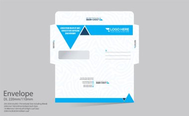 Herhangi bir şirket kullanımı için cyan renkli DL Envelope tasarımı
