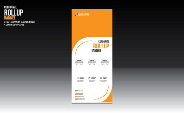 Herhangi bir şirket kullanımı için vektör rulo pankart tasarımı
