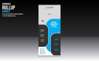 Herhangi bir şirket kullanımı için vektör rulo pankart tasarımı