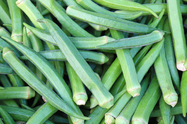 Grün Gefärbte Lady Finger Stock Auf Shop — Stockfoto