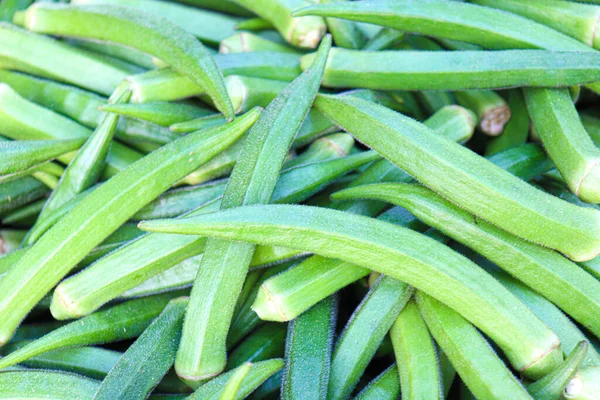 Grün Gefärbte Lady Finger Stock Auf Shop — Stockfoto