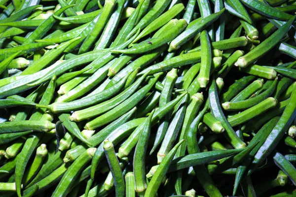 Grün Gefärbte Lady Finger Stock Auf Shop Verkaufen — Stockfoto