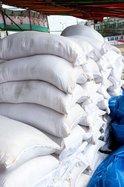 Sack stock of salt on shop for raw leather