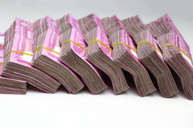bangladeshi bank note bundle stock on bank