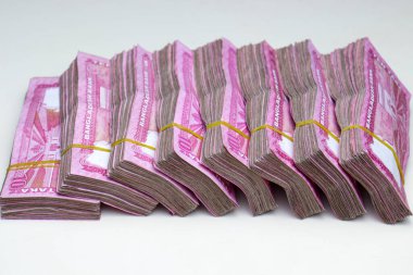 bangladeshi bank note bundle stock on bank