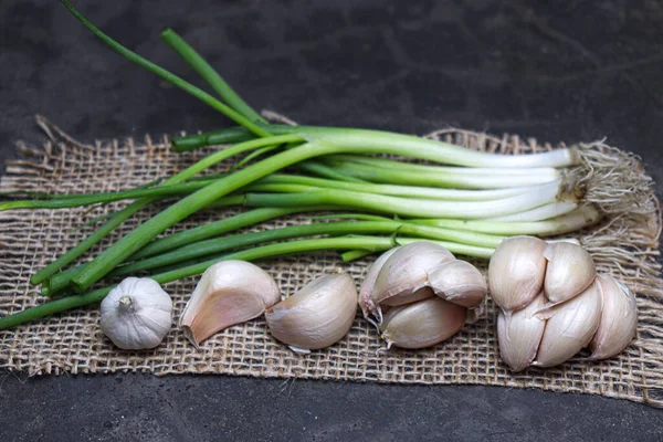 Fresh Healthy Garlic Tree Kitchen Cooking — Foto Stock