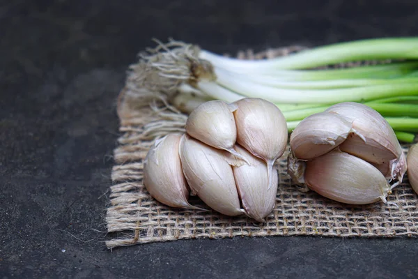 Fresh Healthy Garlic Tree Kitchen Cooking — Foto Stock