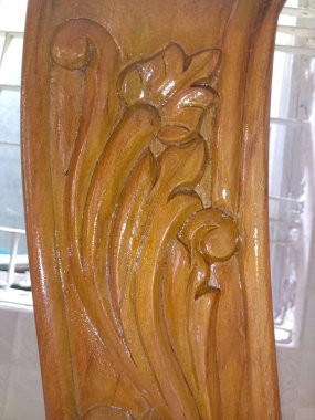 hand made design on timber furniture in shop