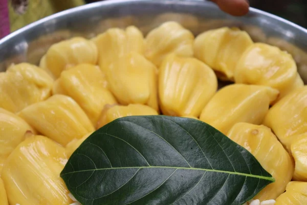 tasty and healthy jackfruit cloves with leaf on plate