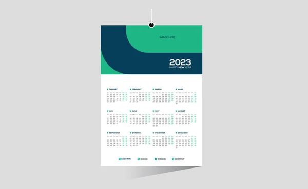 2023 Vägg Vektor Kalender Design — Stock vektor