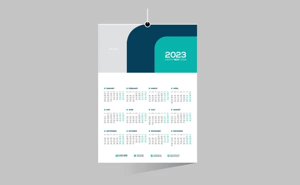 2023 Vägg Vektor Kalender Design — Stock vektor