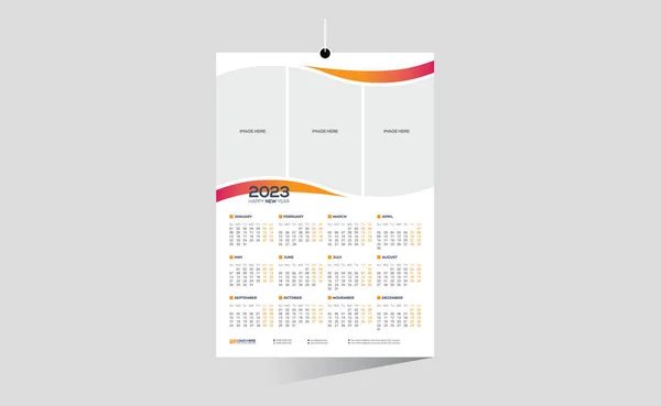 2023 Стіна Векторний Календар Дизайн — стоковий вектор