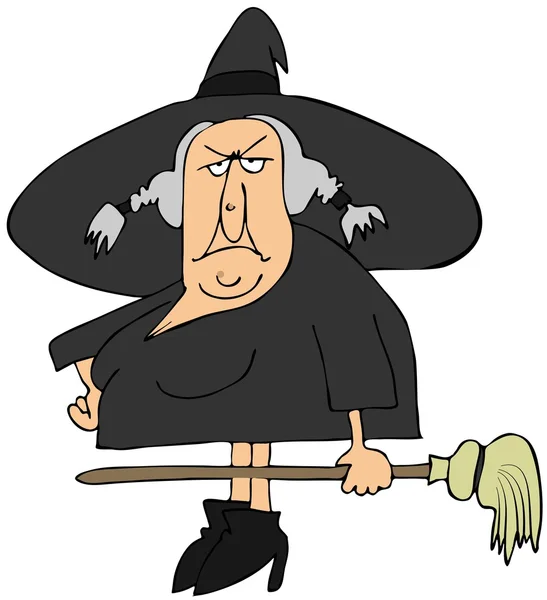 Witch and her broom — Stock Photo, Image