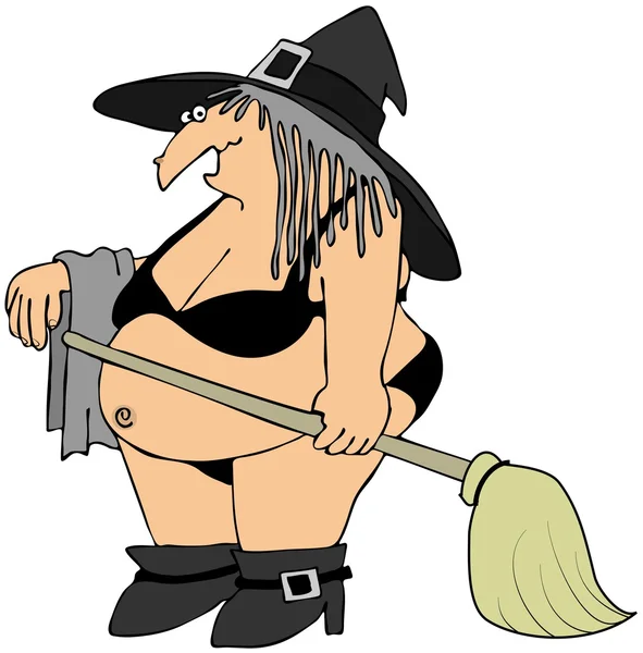 Witch in a black bikini — Stock Photo, Image