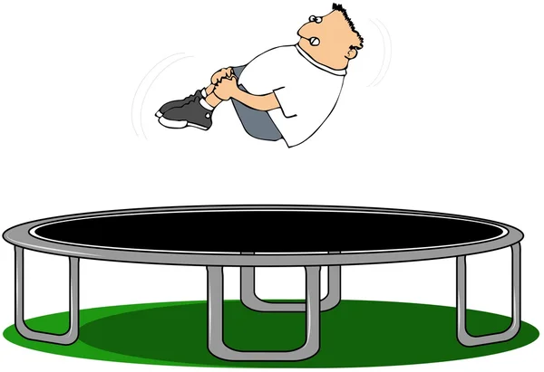 Jongen op een trampoline — Stockfoto