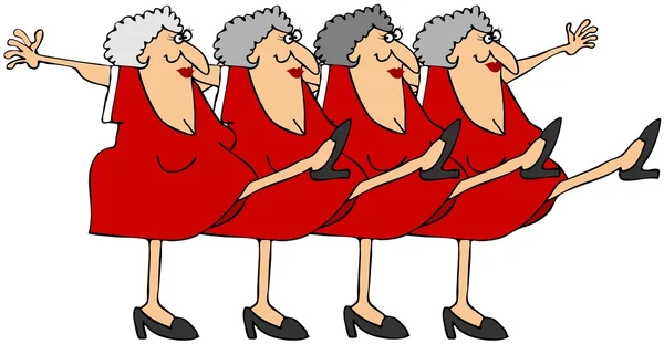 Old woman chorus line — Stock Photo, Image