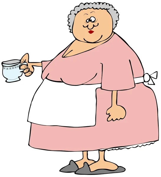 Old woman holding a cup of tea — Stock Photo, Image