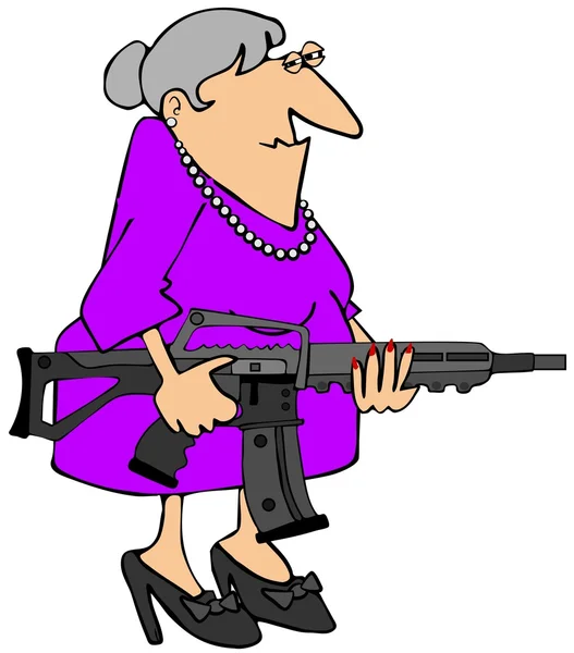 Babička s útočná puška — Stock fotografie