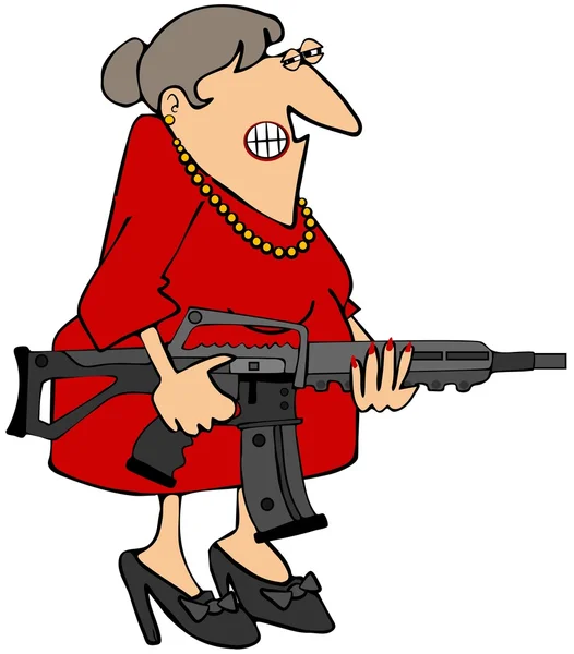Frau mit Gewehr — Stockfoto