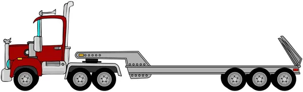 Truck & lowboy trailer — Stock Photo, Image