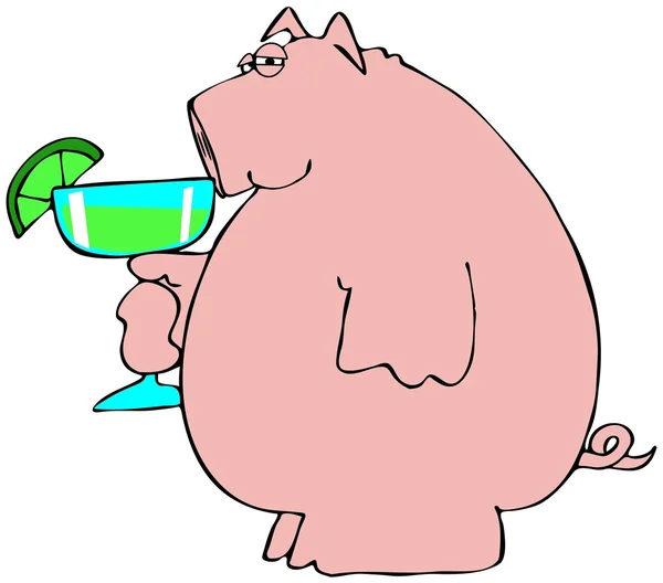 Cerdo bebiendo una Margarita —  Fotos de Stock