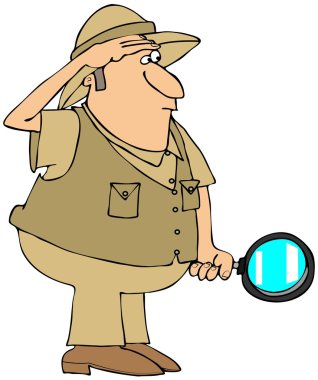 Büyüteç ile Safari adam