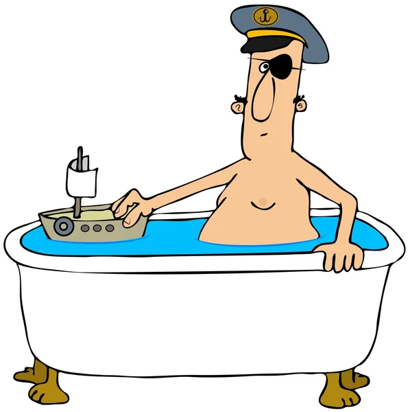 Pirata em uma banheira — Fotografia de Stock