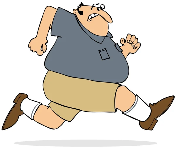 Fat man sprinting — Stock Photo, Image