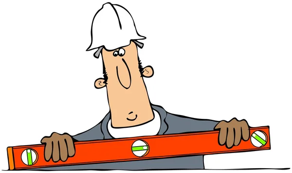 Construction man with a level — Stock Photo, Image