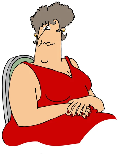 Mujer grande en un vestido rojo — Foto de Stock