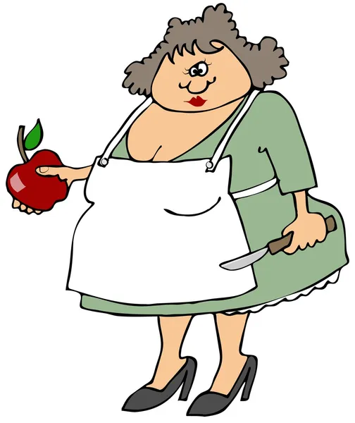 Жінка ріже яблуко — стокове фото