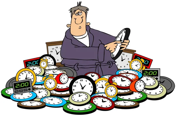 Man setting time on clocks — Stock Photo, Image