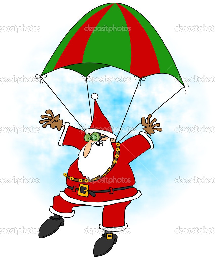 Crazy Santa skydiver